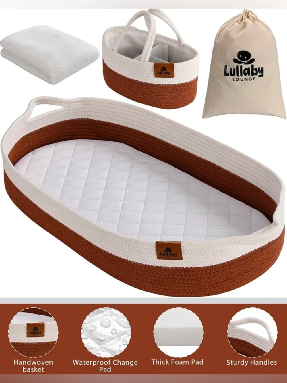 Lullaby Lounge Basket Pad Bag Diaper Changing Station